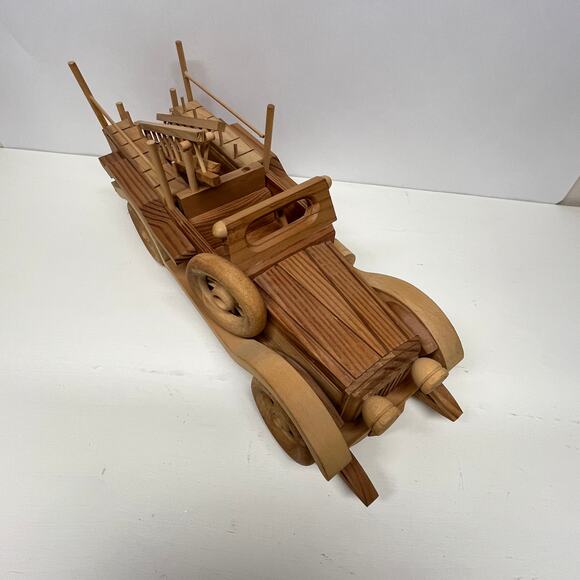 Vintage Homemade Wood Toy Fire Truck - Picture 3 of 9